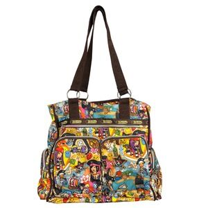 Tokidoki for LeSportsac Pirate Print Tote Bag Multicolor Nylon Zippered Pockets
